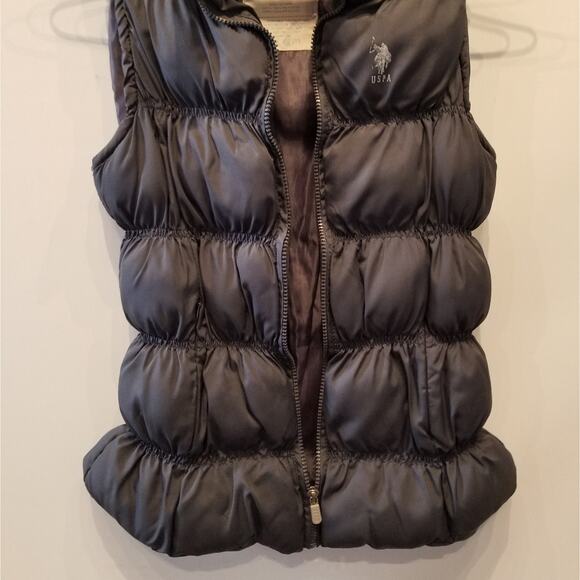 US Polo Association Puffer Vest Grey Green Down - like Full Zip Vest Size L - Picture 5 of 10